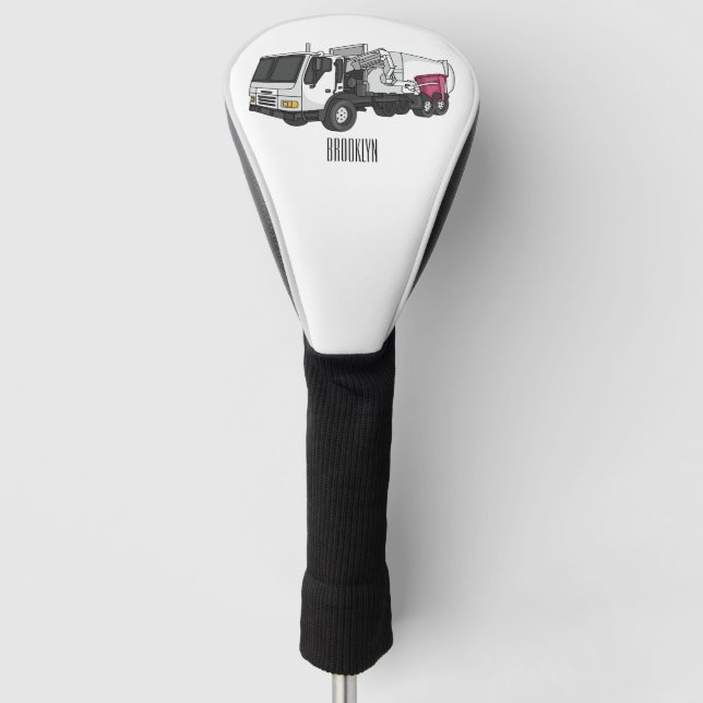 Garbage truck cartoon illustration golf head cover (Front)