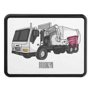 Garbage truck cartoon illustration  hitch cover