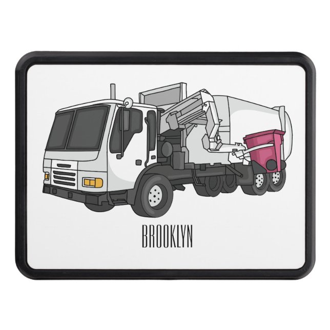 Garbage truck cartoon illustration  hitch cover (Front)