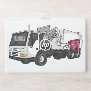 Garbage truck cartoon illustration HP laptop skin