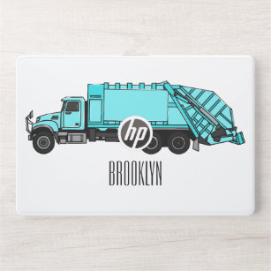 Garbage truck cartoon illustration HP laptop skin