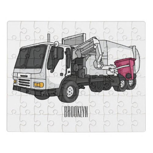 Garbage truck cartoon illustration jigsaw puzzle