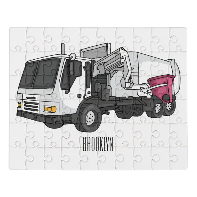 Garbage truck cartoon illustration jigsaw puzzle (Puzzle Horizontal)