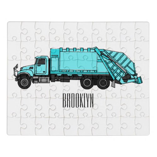 Garbage truck cartoon illustration jigsaw puzzle