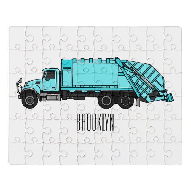 Garbage truck cartoon illustration jigsaw puzzle (Puzzle Horizontal)