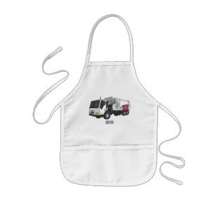 Garbage truck cartoon illustration kids' apron