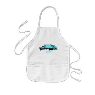 Garbage truck cartoon illustration kids' apron