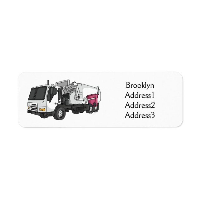 Garbage truck cartoon illustration label (Front)