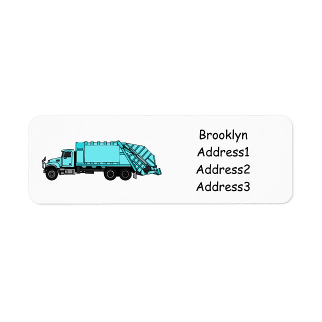 Garbage truck cartoon illustration label (Front)