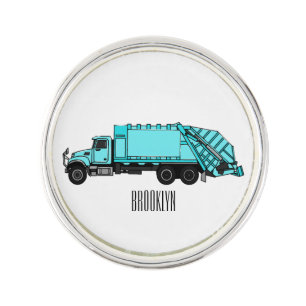 Garbage truck cartoon illustration lapel pin