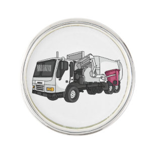 Garbage truck cartoon illustration lapel pin