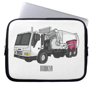 Garbage truck cartoon illustration laptop sleeve