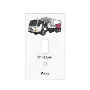 Garbage truck cartoon illustration light switch cover