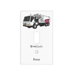 Garbage truck cartoon illustration light switch cover