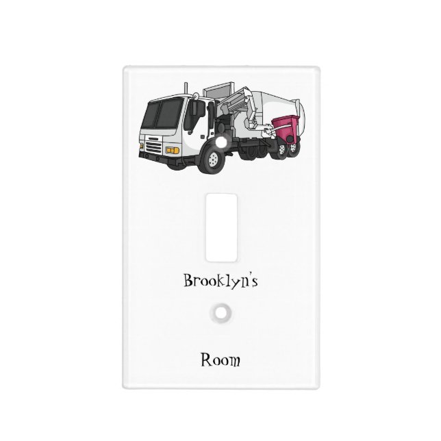 Garbage truck cartoon illustration light switch cover (Front)