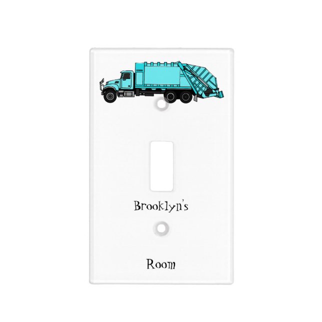 Garbage truck cartoon illustration light switch cover (Front)