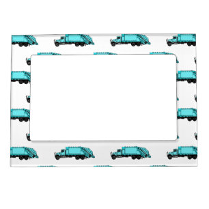 Garbage truck cartoon illustration magnetic frame