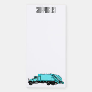 Garbage truck cartoon illustration magnetic notepad