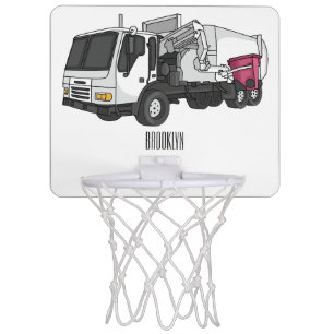 Garbage truck cartoon illustration mini basketball hoop