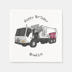 Garbage truck cartoon illustration napkins
