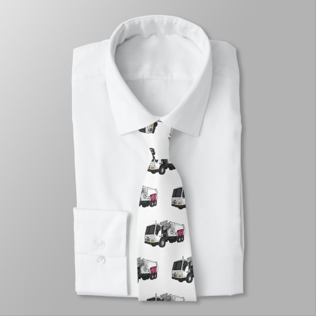 Garbage truck cartoon illustration neck tie (Tied)