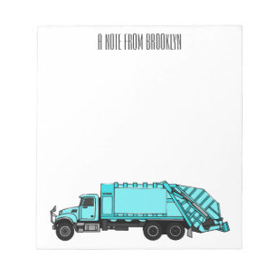 Garbage truck cartoon illustration notepad