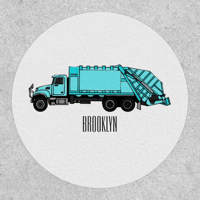 Garbage truck cartoon illustration patch (Front)