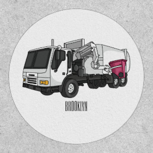 Garbage truck cartoon illustration patch