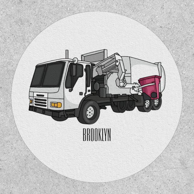 Garbage truck cartoon illustration patch (Front)