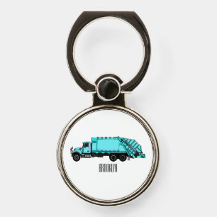 Garbage truck cartoon illustration phone ring stand