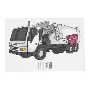 Garbage truck cartoon illustration placemat