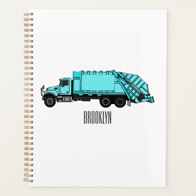 Garbage truck cartoon illustration planner (Front)