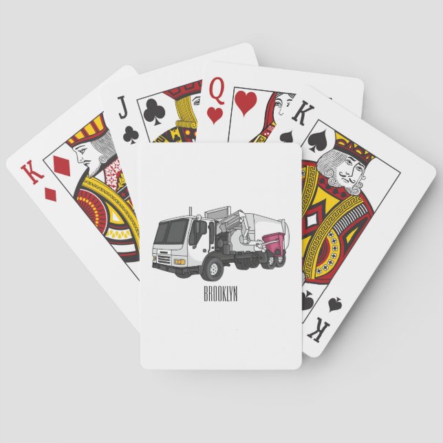 Garbage truck cartoon illustration poker cards (Back)
