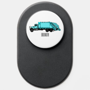 Garbage truck cartoon illustration PopSocket