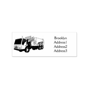 Garbage truck cartoon illustration rubber stamp