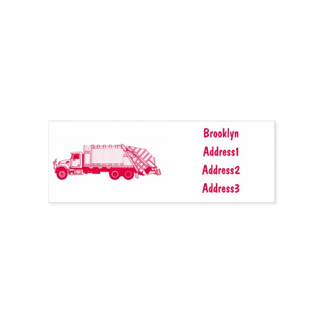 Garbage truck cartoon illustration self-inking stamp (Design)