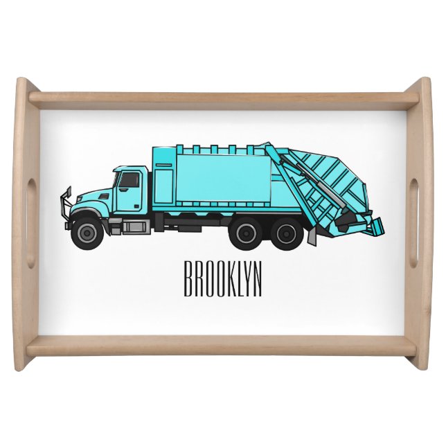 Garbage truck cartoon illustration serving tray (Front)