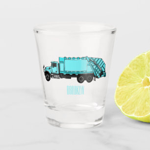 Garbage truck cartoon illustration shot glass