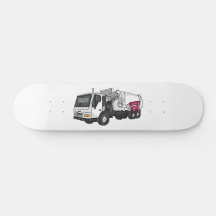 Garbage truck cartoon illustration skateboard