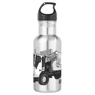 Garbage truck cartoon illustration stainless steel water bottle