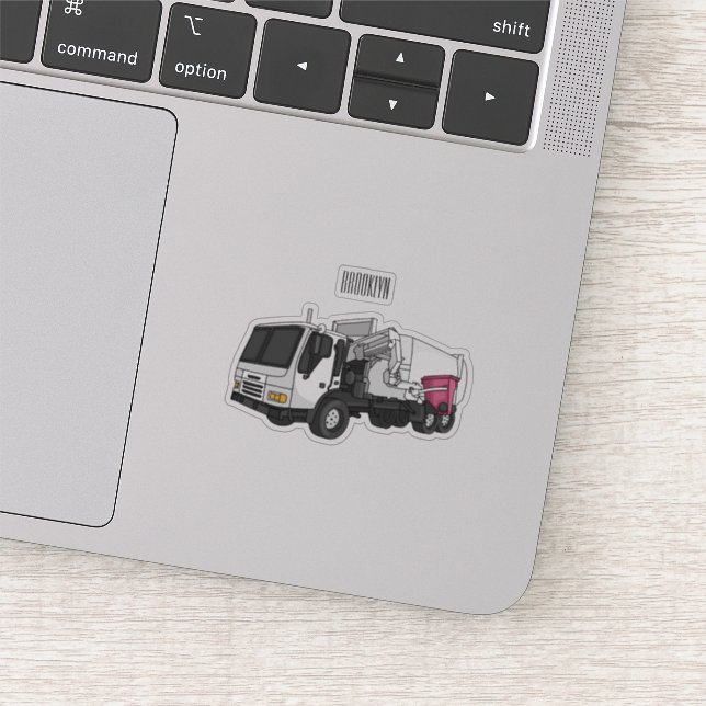 Garbage truck cartoon illustration sticker (Detail)