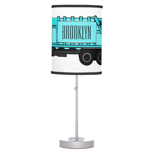 Garbage truck cartoon illustration table lamp (Front)