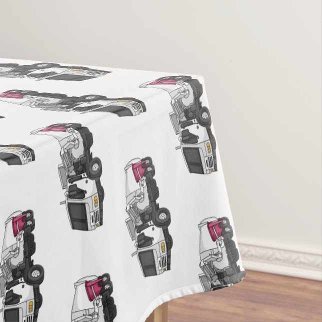 Garbage truck cartoon illustration tablecloth (In Situ)