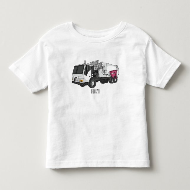 Garbage truck cartoon illustration toddler t-shirt (Front)