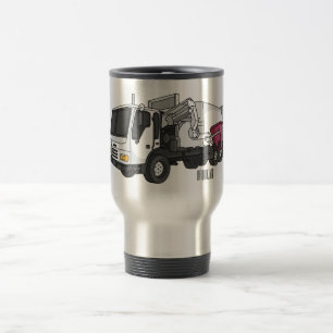 Garbage truck cartoon illustration travel mug