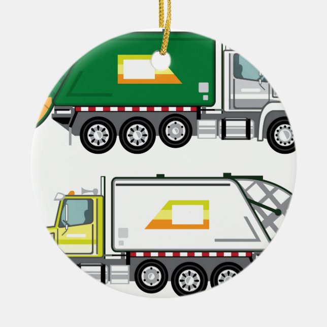 Garbage Truck Ceramic Ornament (Front)