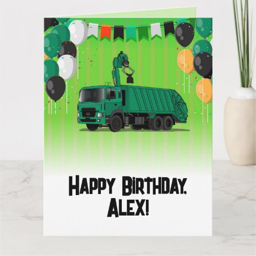 Garbage Truck Childrens Birthday Card