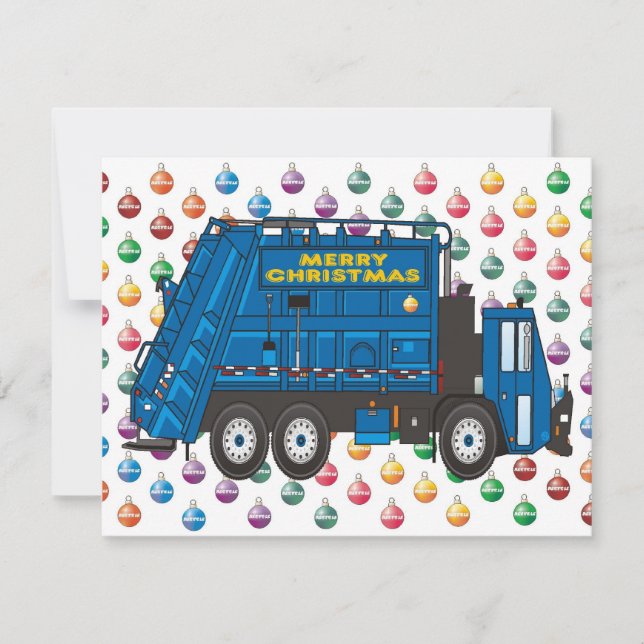 Garbage Truck Christmas Holiday Card (Front)