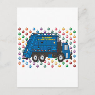 Garbage Truck Christmas Holiday Postcard