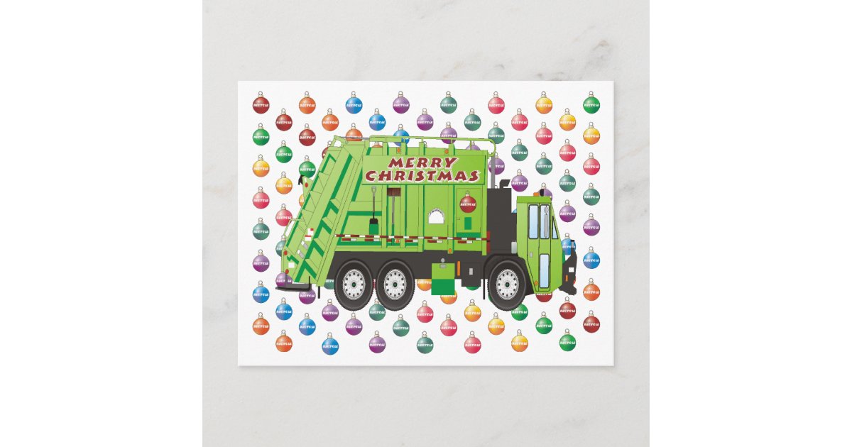 Garbage Truck Christmas Holiday Postcard